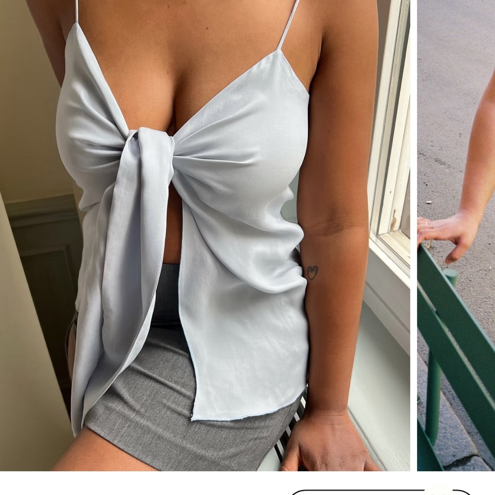 Djerf Avenue Tie Tank Top Baby Blue